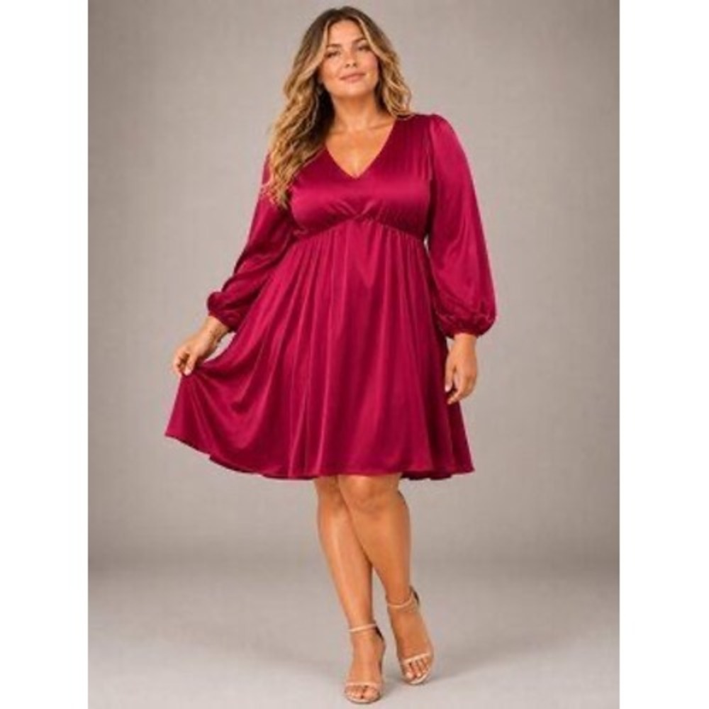 Torrid Mini Bubble Charmeuse Babydoll Dress Holly Berry Red 1X 14-16 NEW